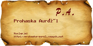 Prohaska Aurél névjegykártya